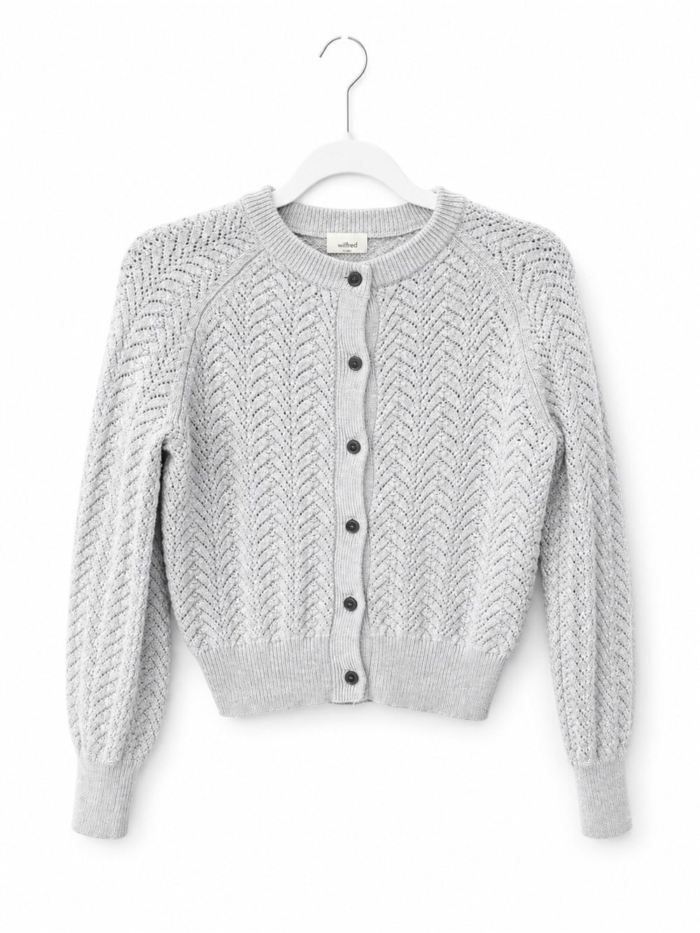 Aritzia Wilfred Wool Cardigan Sweater Cardi Gray Button Gray glam chic - Picture 2 of 5